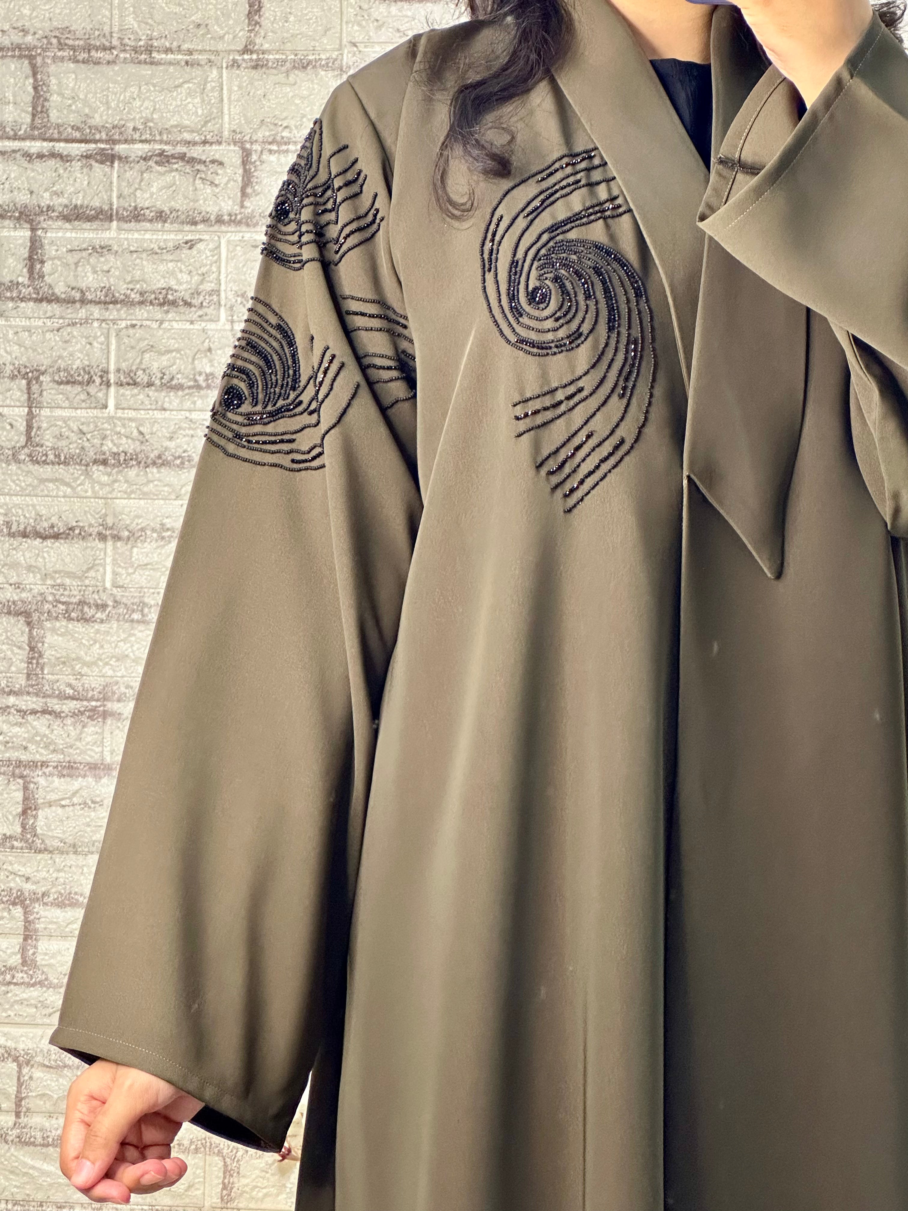 R018 Olive  Abaya Set
