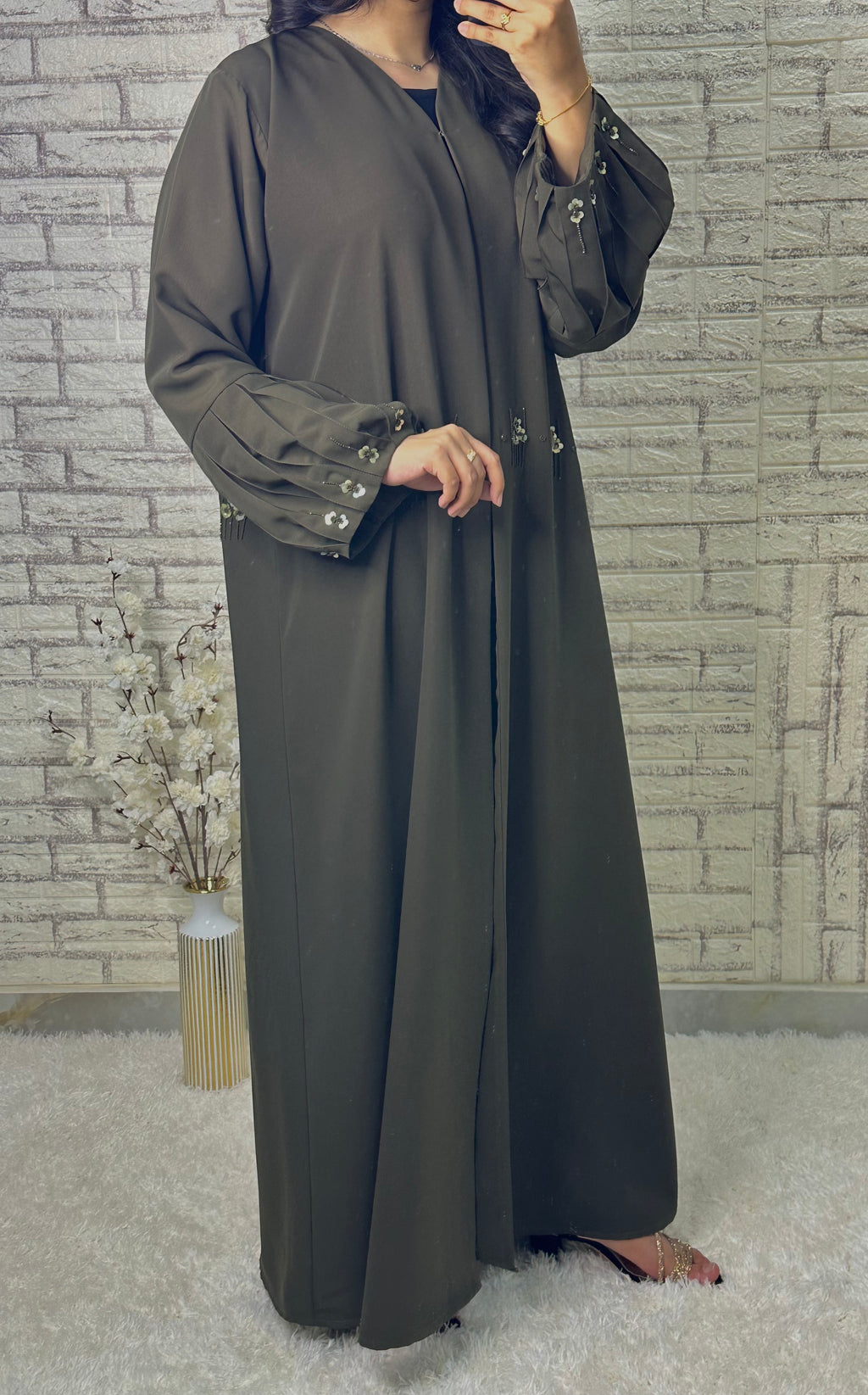 طقم عباية باربي زيتوني R019