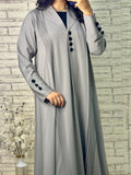 R024 Grey  Abaya Set