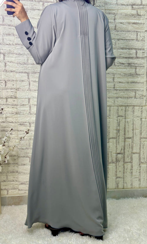 R024 Grey  Abaya Set