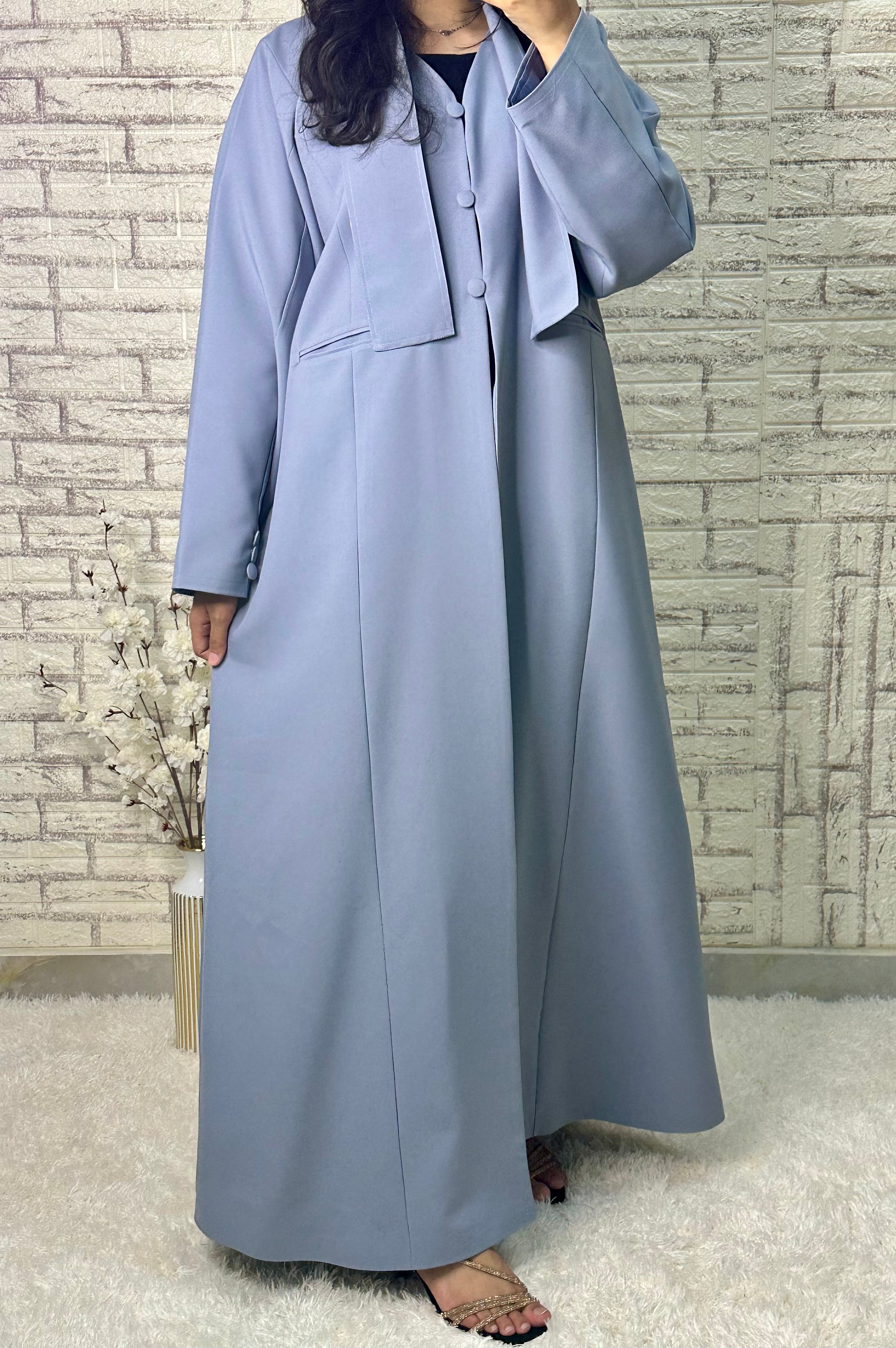R025  Sky Blue Abaya Set