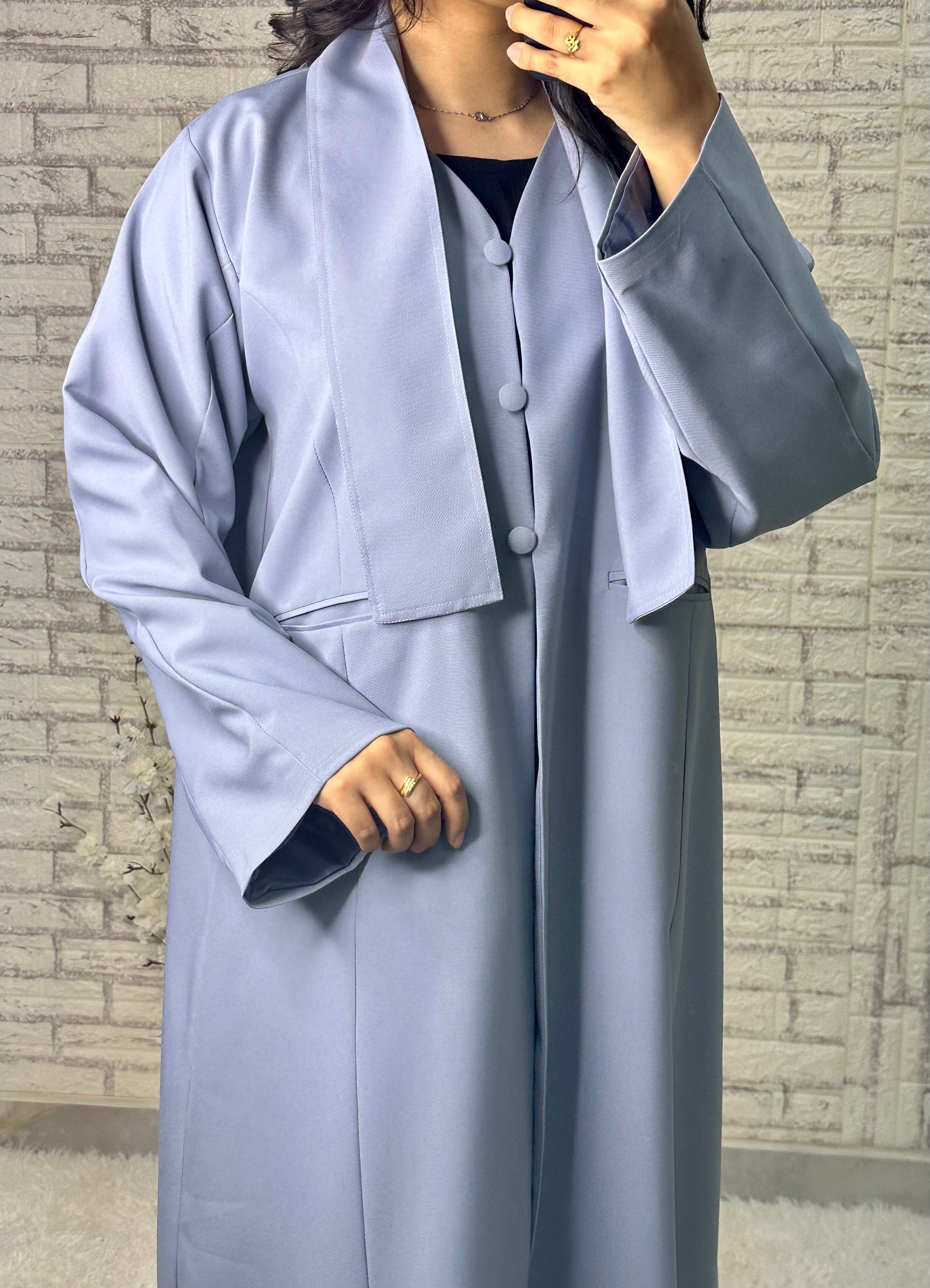 R025  Sky Blue Abaya Set