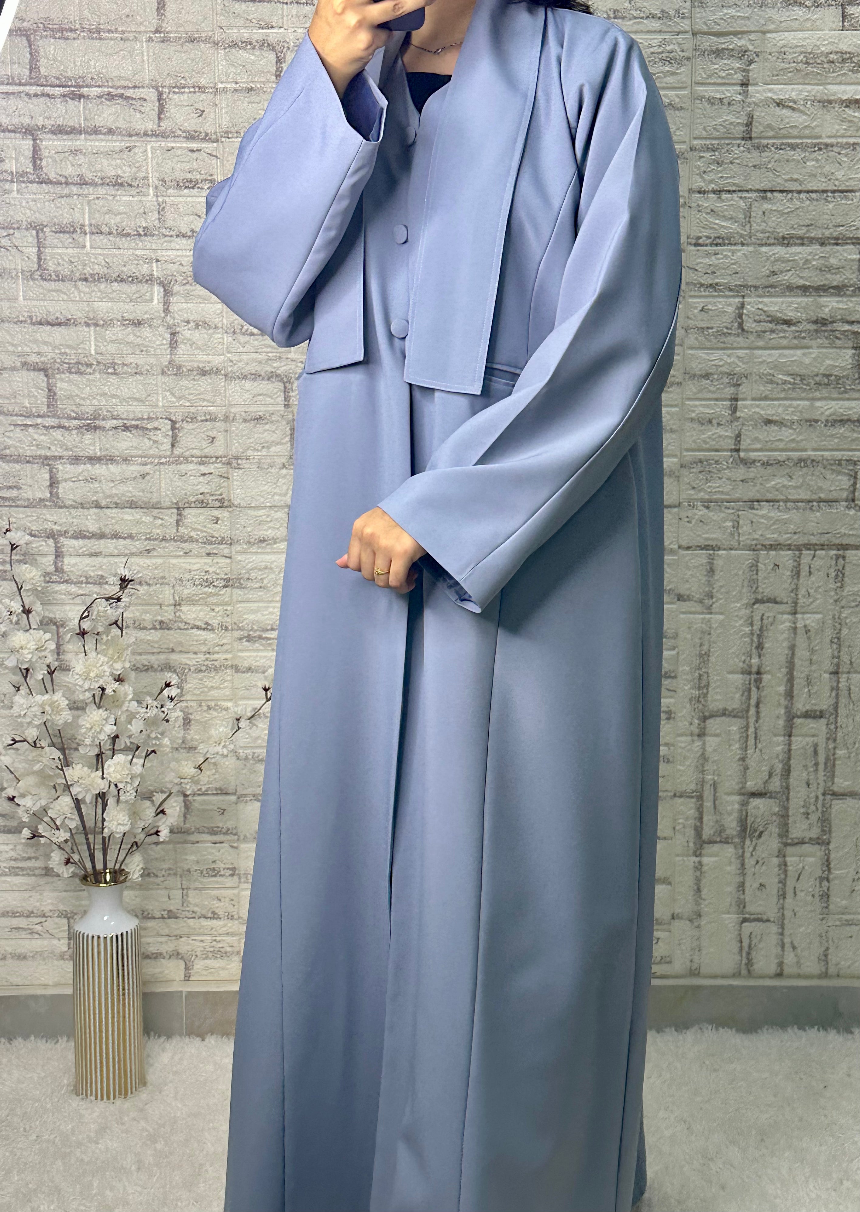 R025  Sky Blue Abaya Set