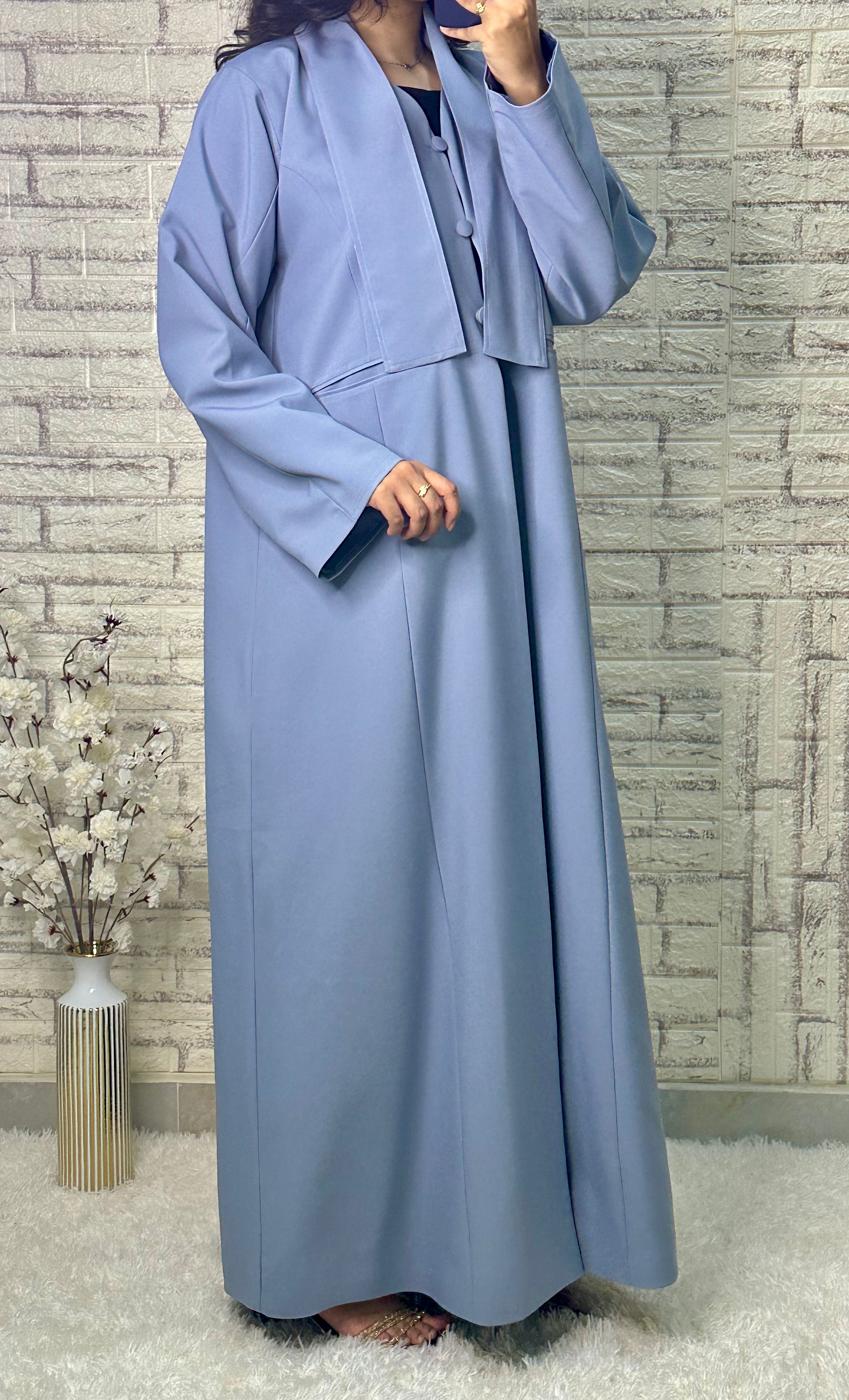 R025  Sky Blue Abaya Set