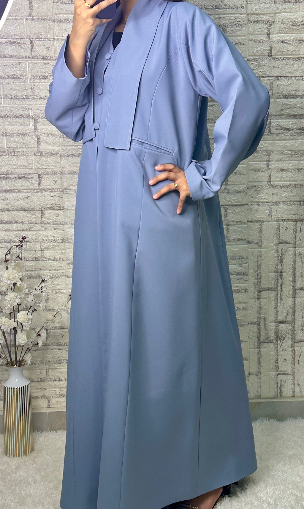 طقم عباية R025 أزرق سماوي