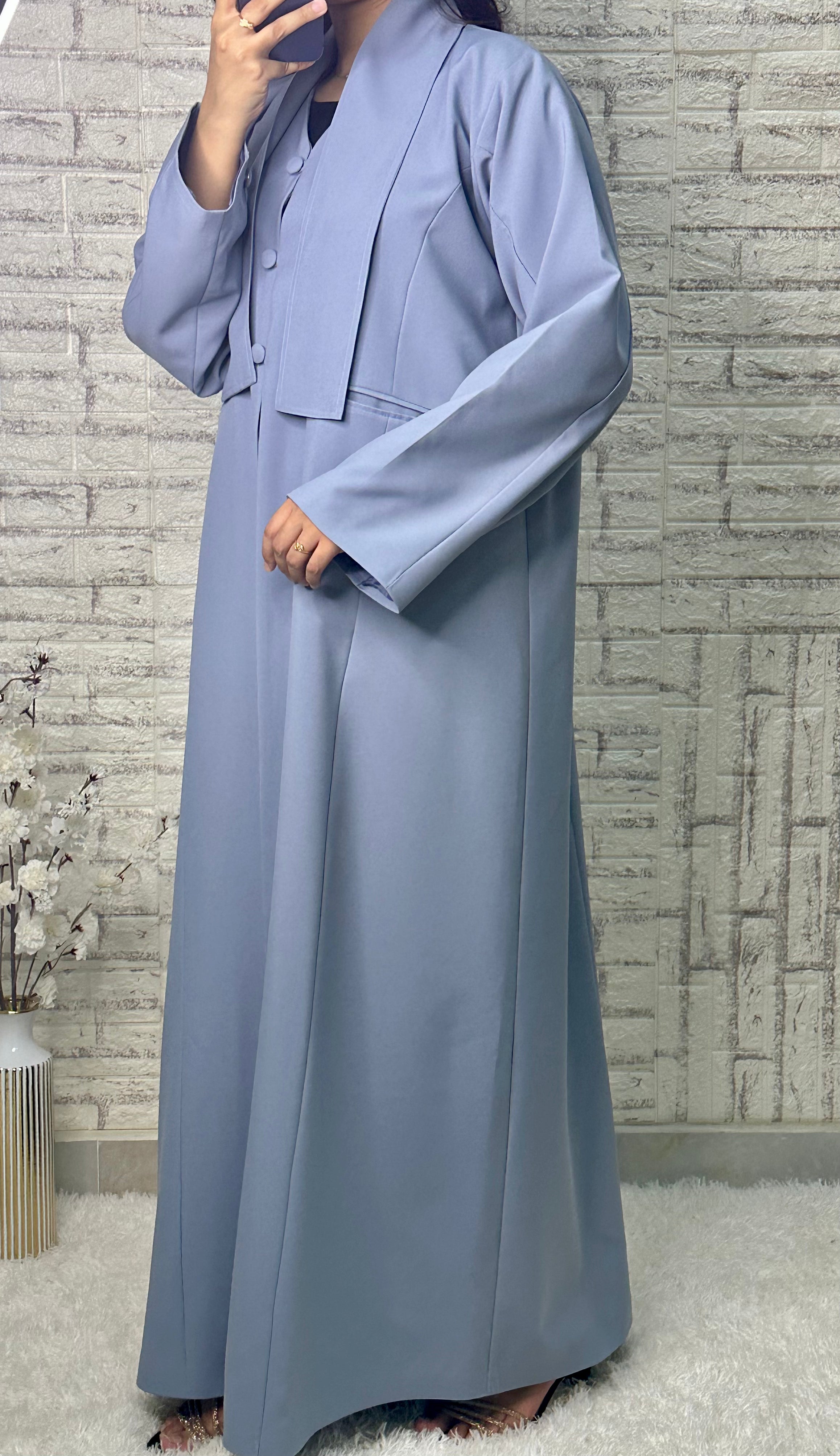 R025  Sky Blue Abaya Set