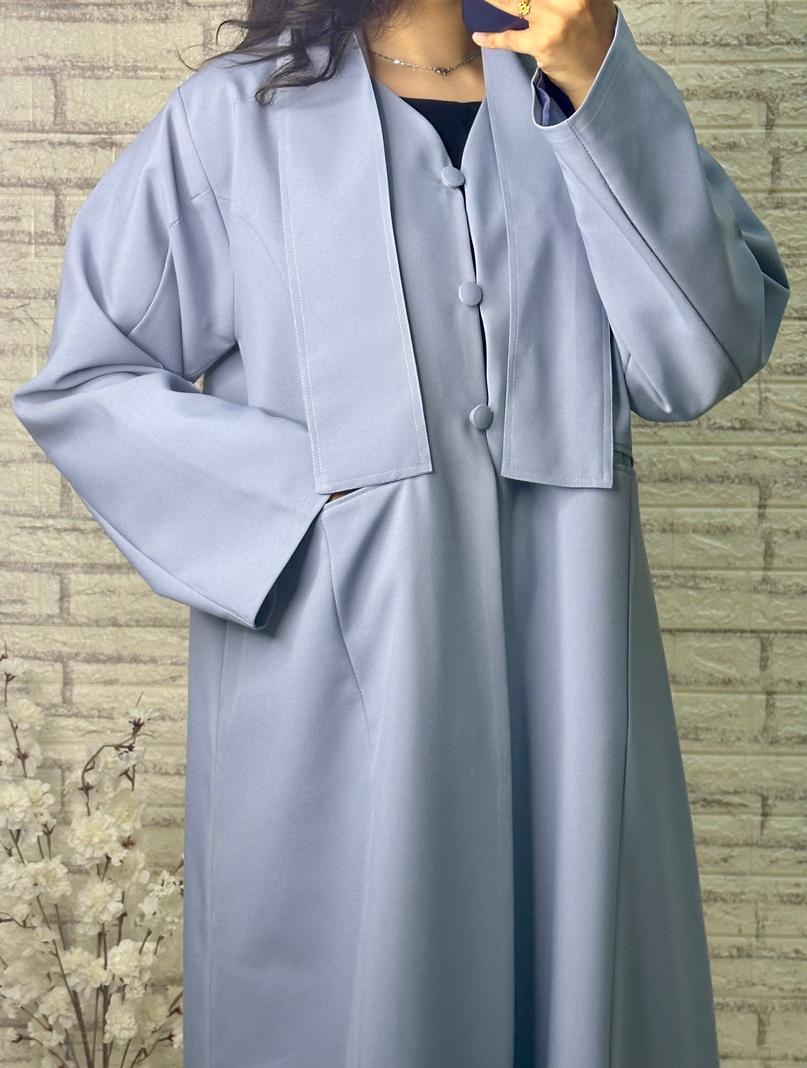 R025  Sky Blue Abaya Set