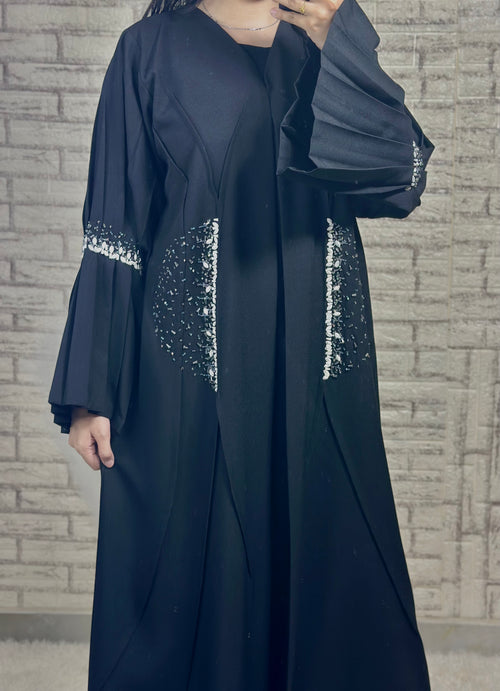 R002 Butterfly Black Abaya Set