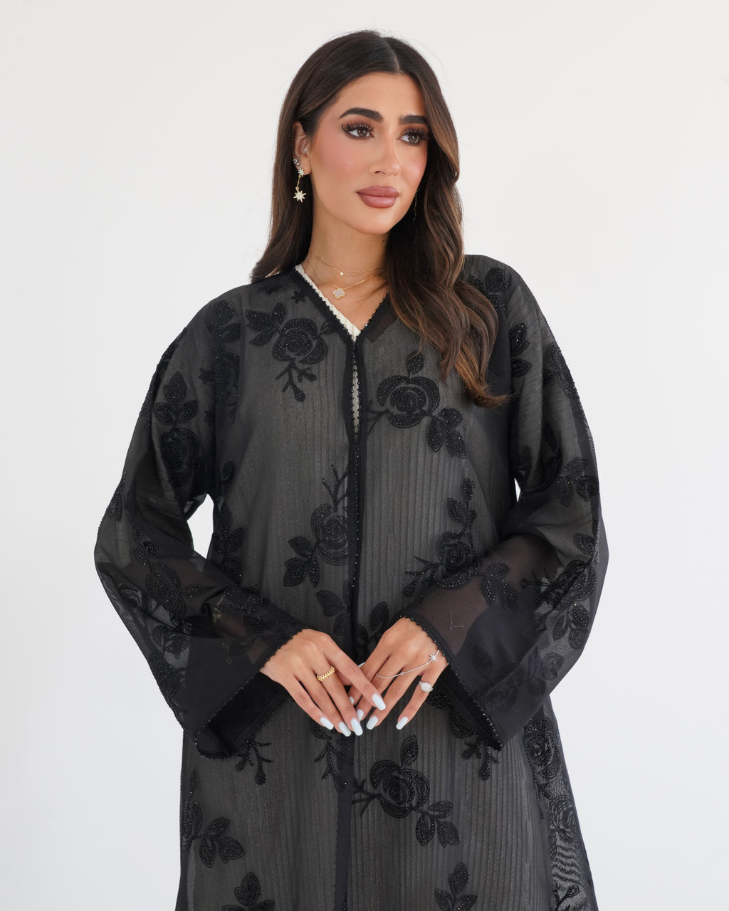 R116 Black Elegant Abaya Set