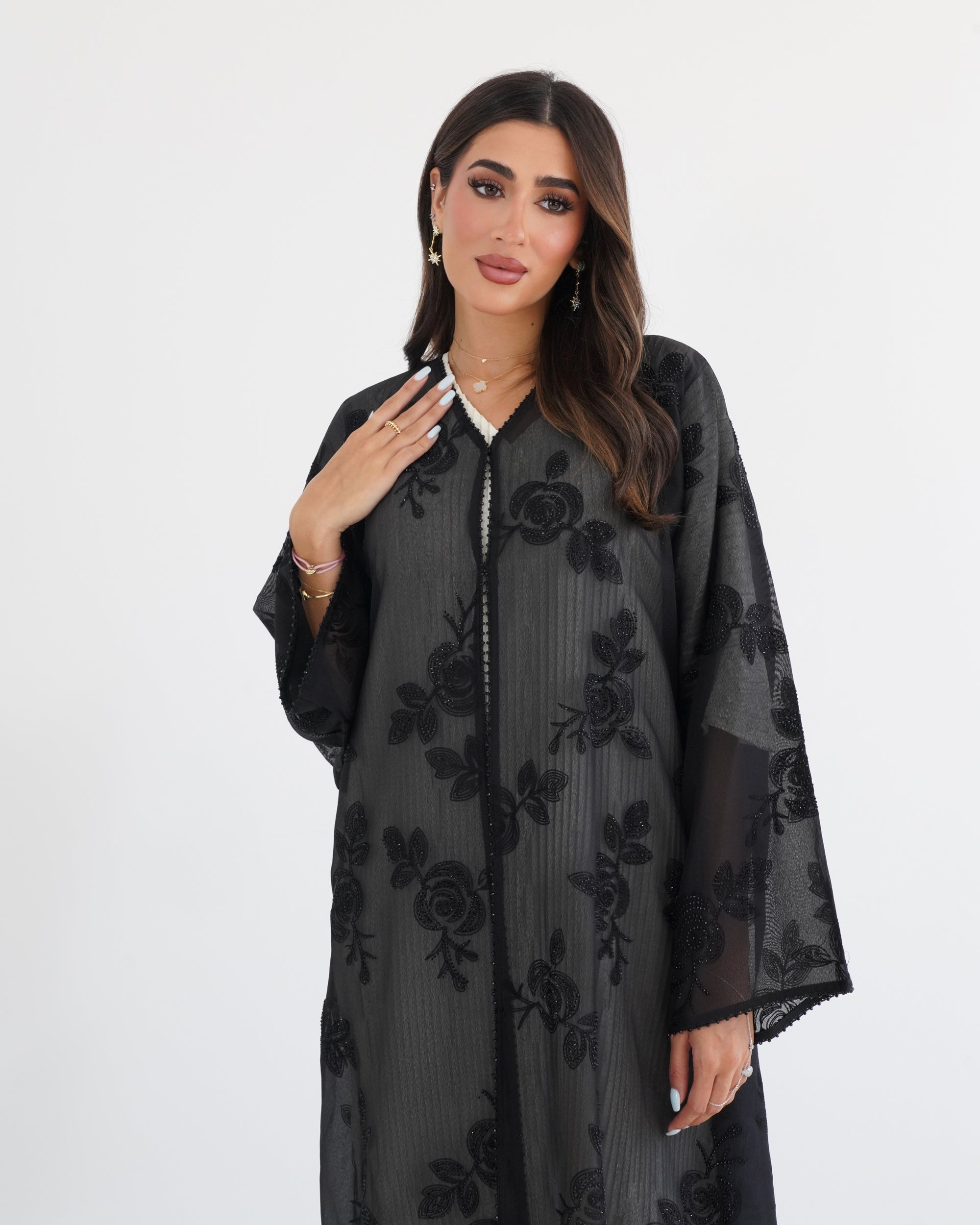 R116 Black Elegant Abaya Set