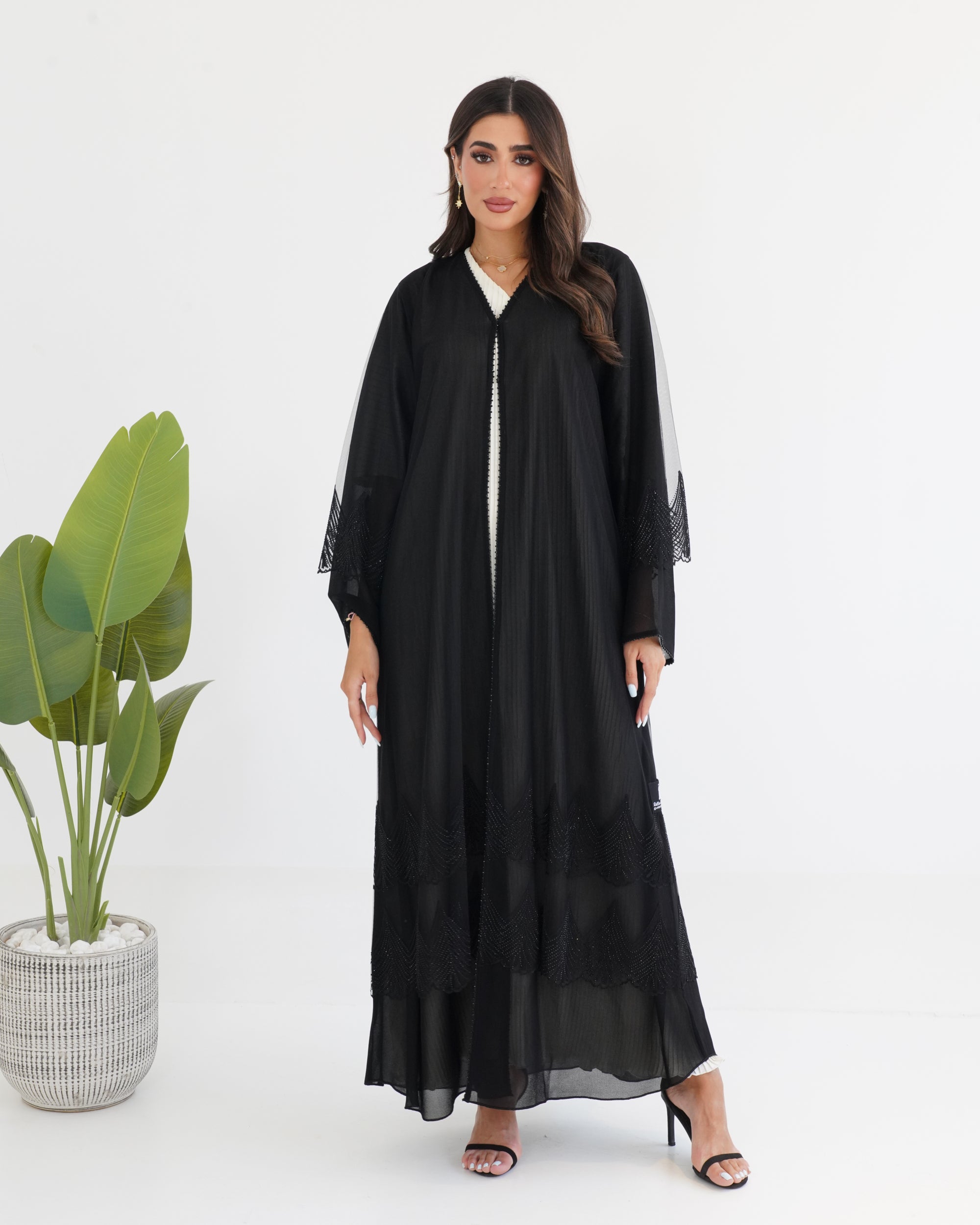 R117 Black  Abaya Set