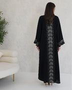 R123 Black dantel Abaya Set