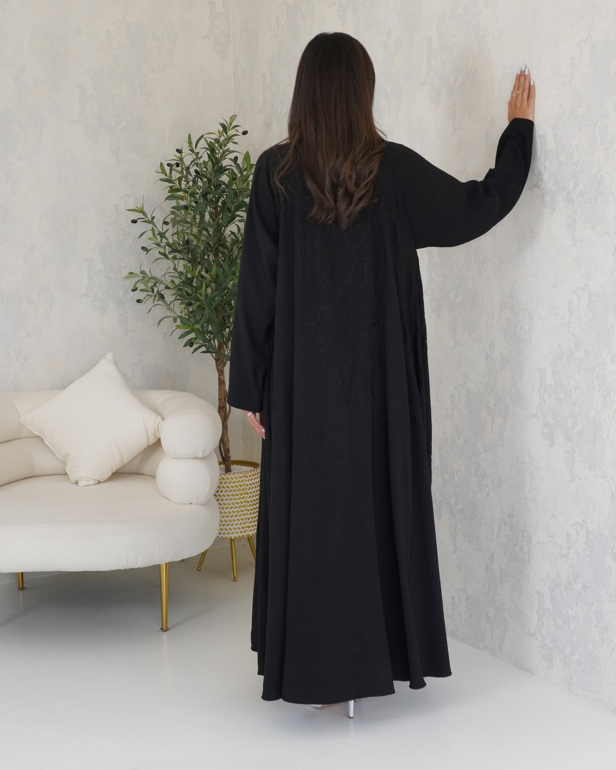 R128 Black  Abaya Set