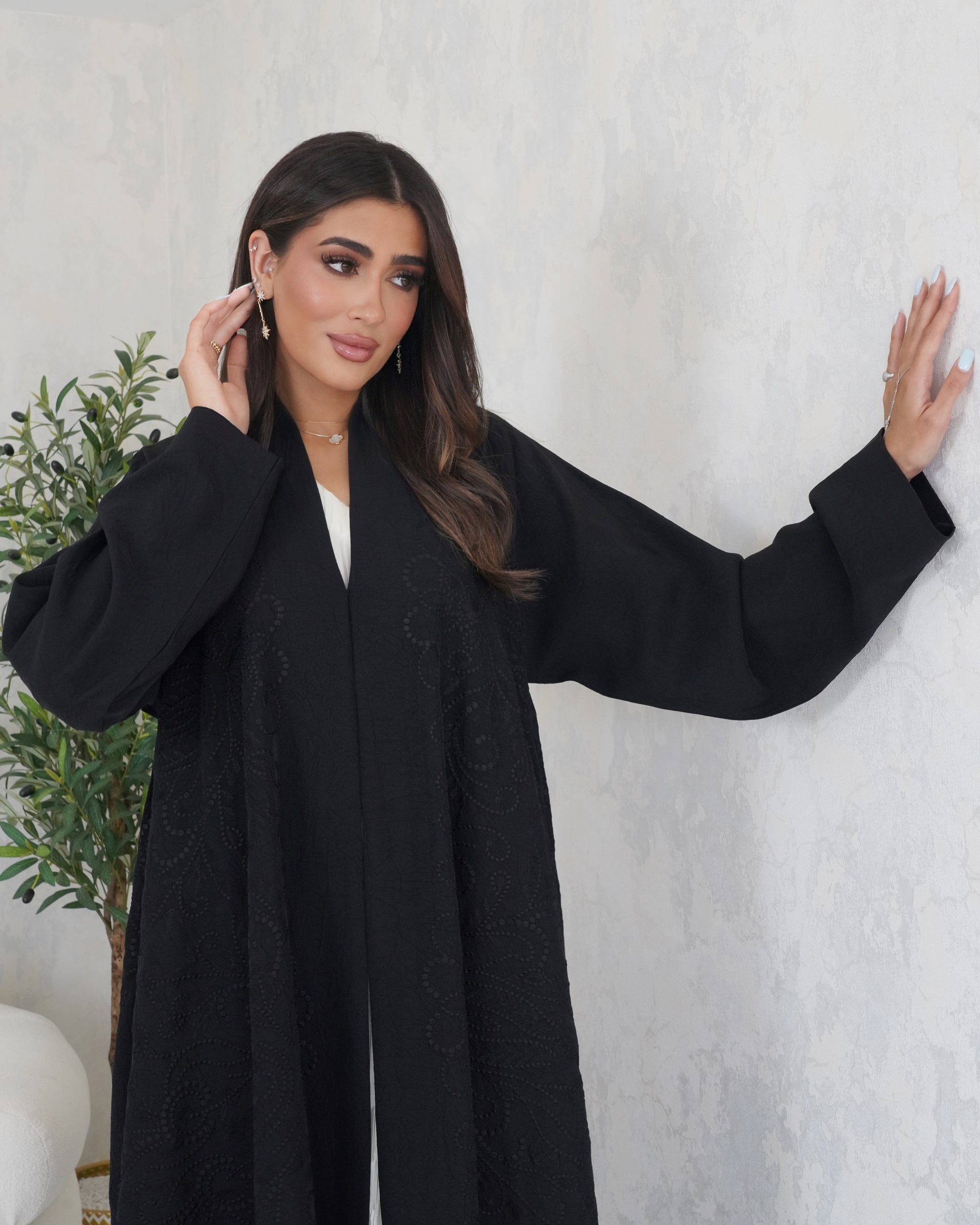 R128 Black  Abaya Set