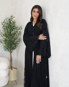 R130 Black Dantel Abaya Set