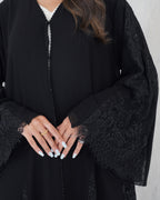 R130 Black Dantel Abaya Set
