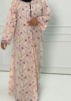 R176 Elegant  Pink Dantel Summer wear  Abaya Set