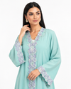 Buy Mint Aqua Abaya R360 - Floral Lace - Rutba Fashion Abaya