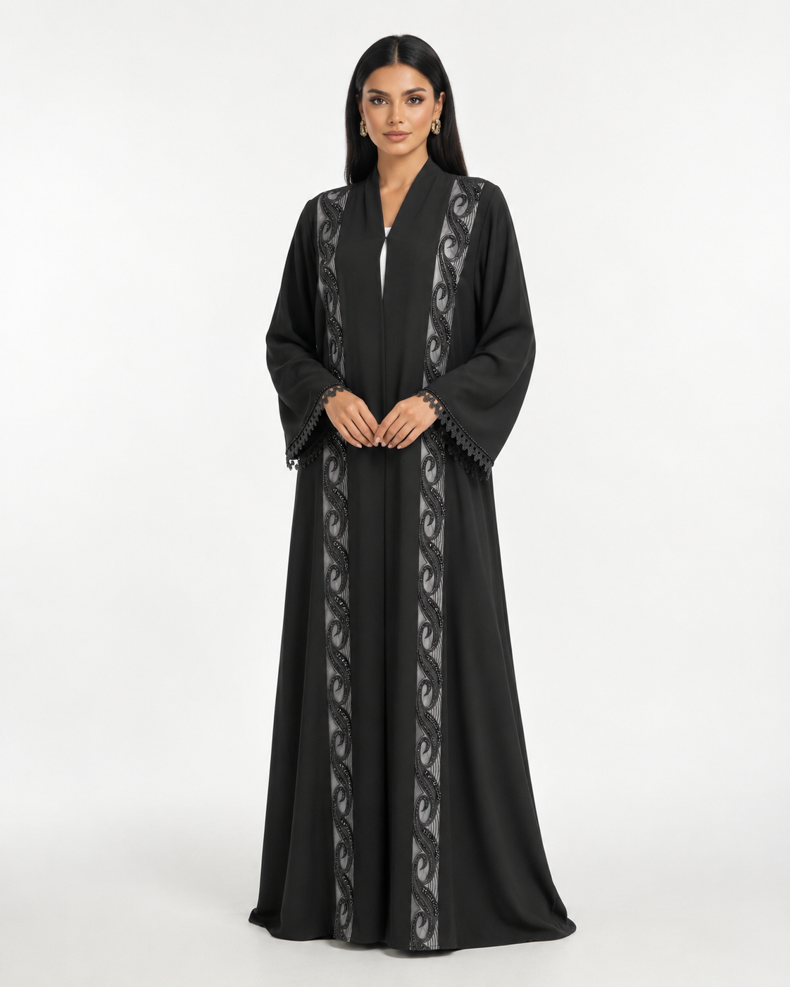 Embroidered Lace Abaya R 374 UAE | Rutba Fashion Abaya