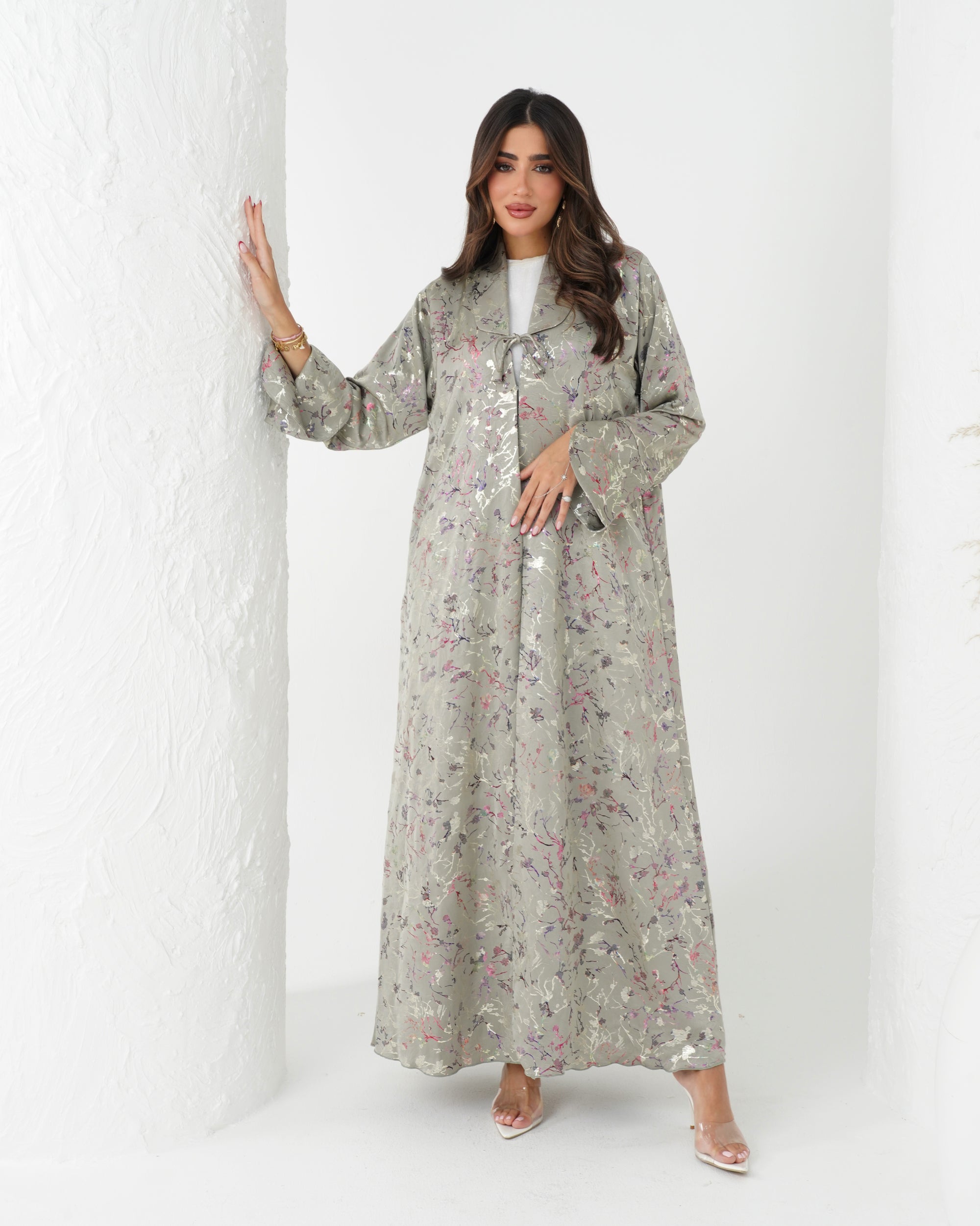 R167 Elegant printed summer wear  Abaya Set
