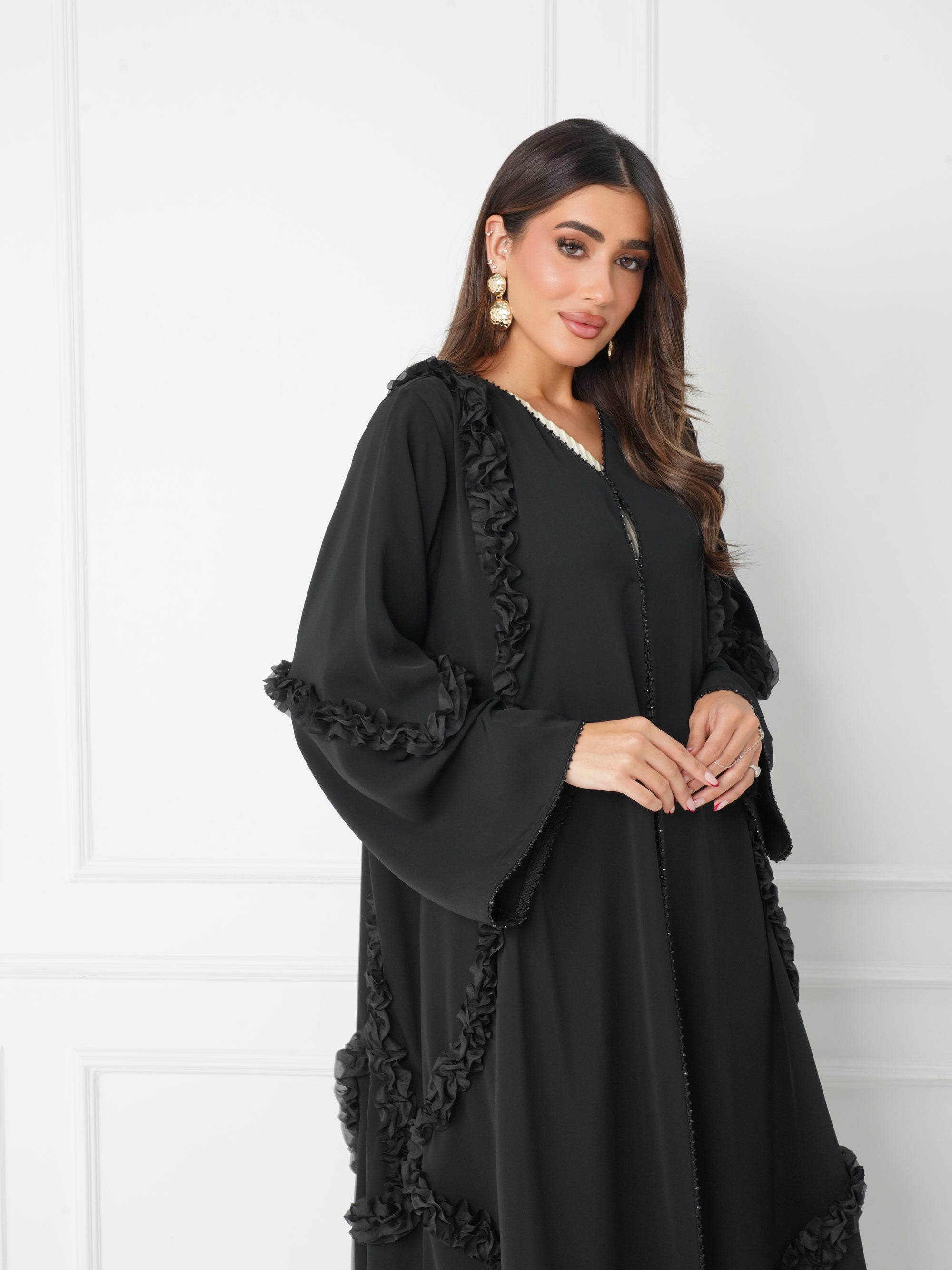 R179 Black Elegant  collection Abaya Set