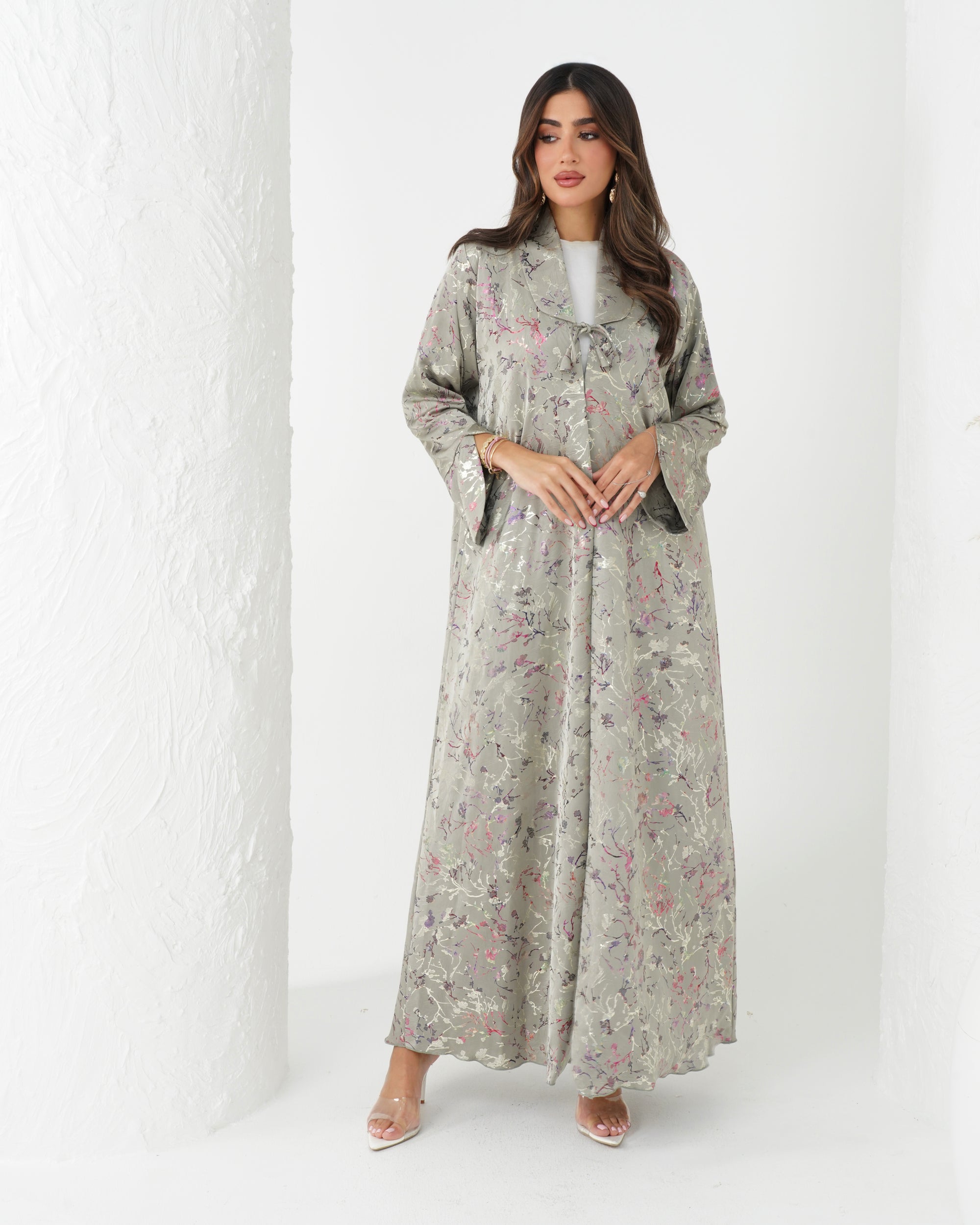 R167 Elegant printed summer wear  Abaya Set
