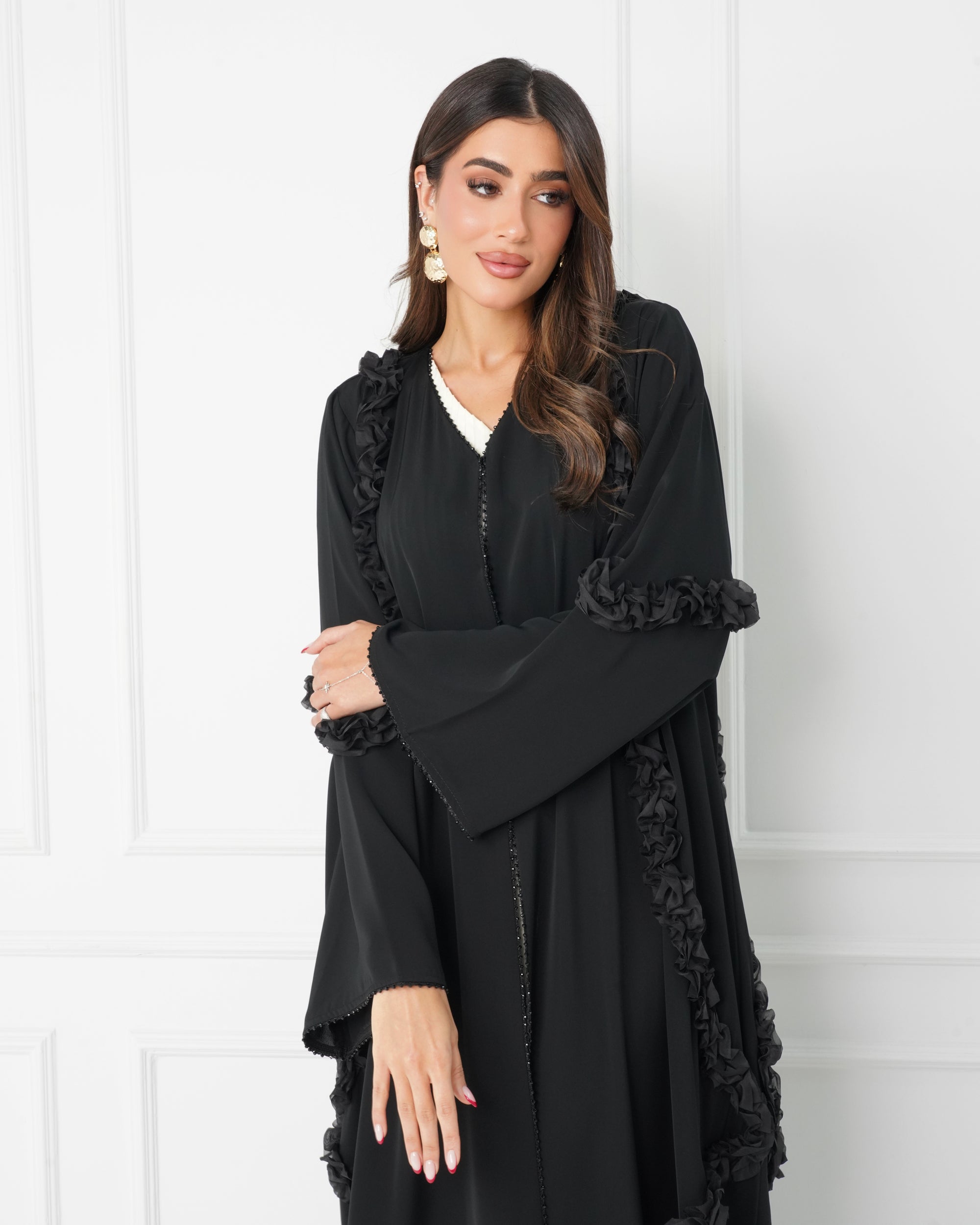 R179 Black Elegant  collection Abaya Set