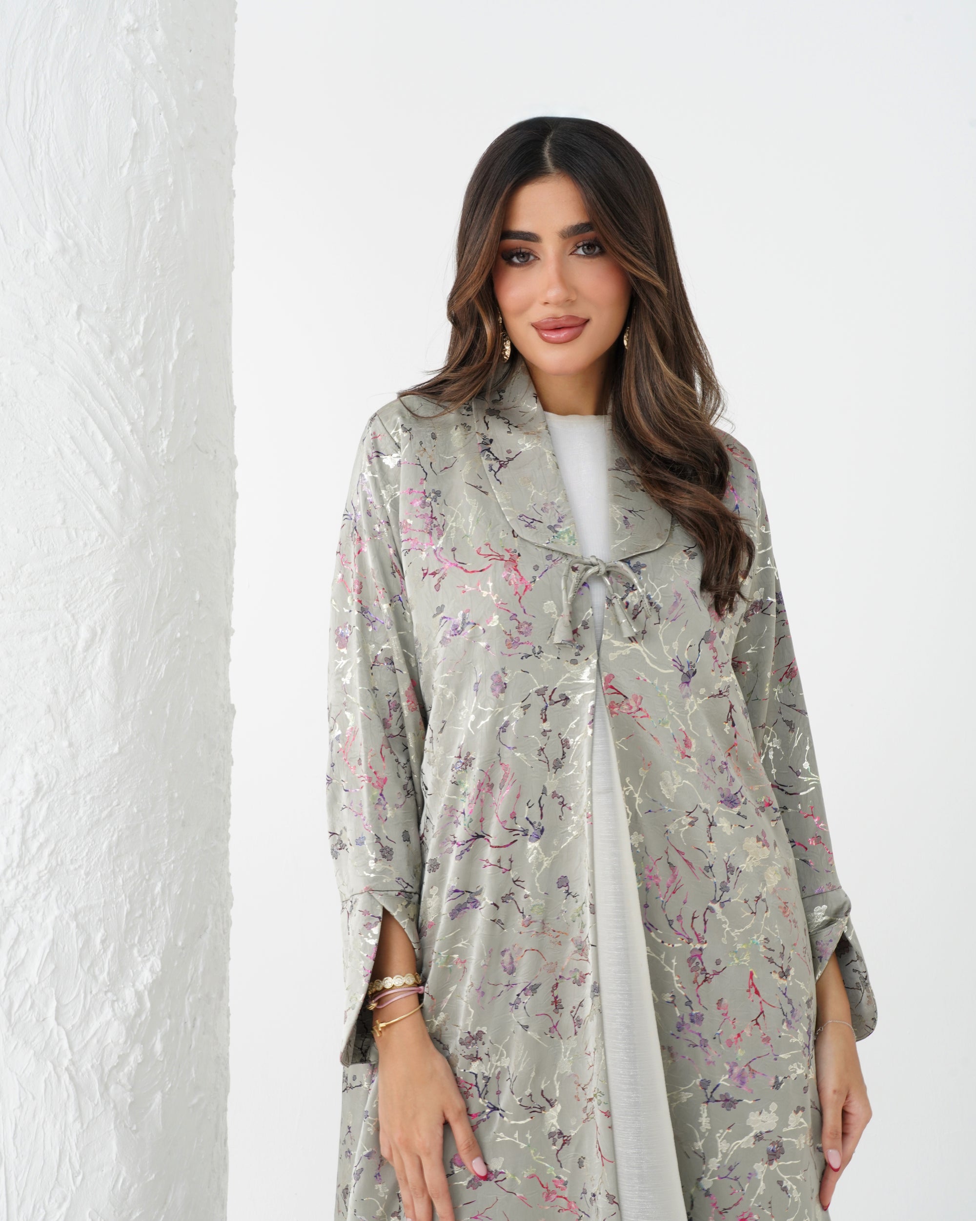 R167 Elegant printed summer wear  Abaya Set