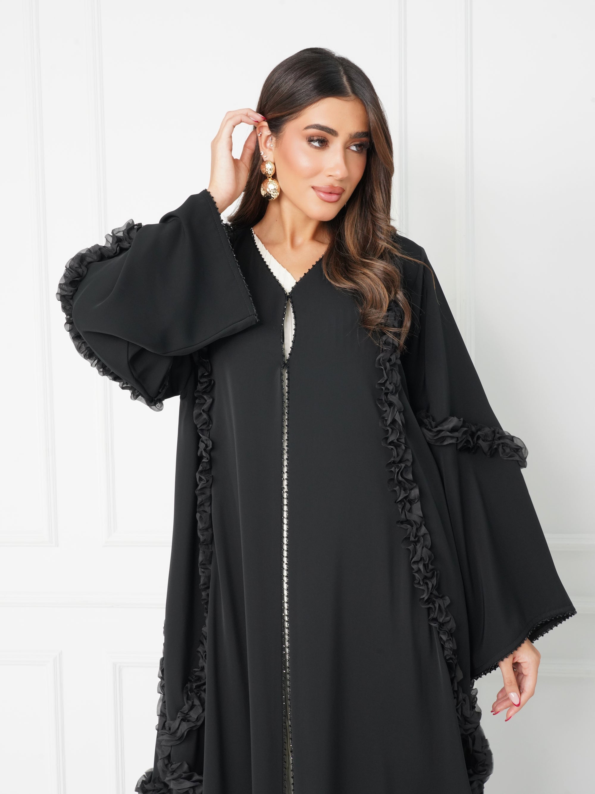 R179 Black Elegant  collection Abaya Set