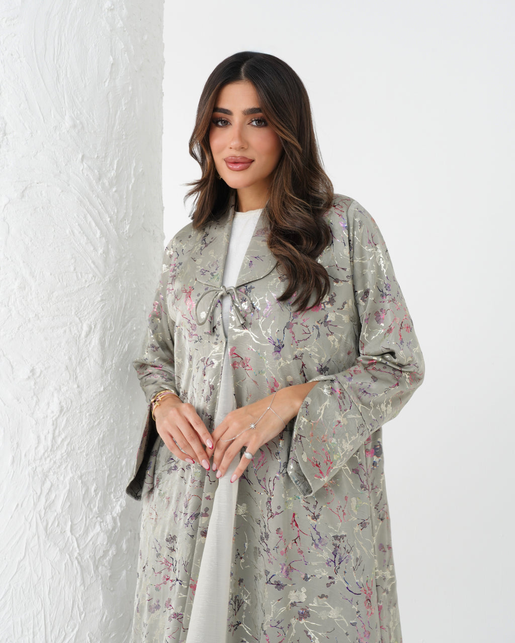 R167 Elegant printed summer wear  Abaya Set
