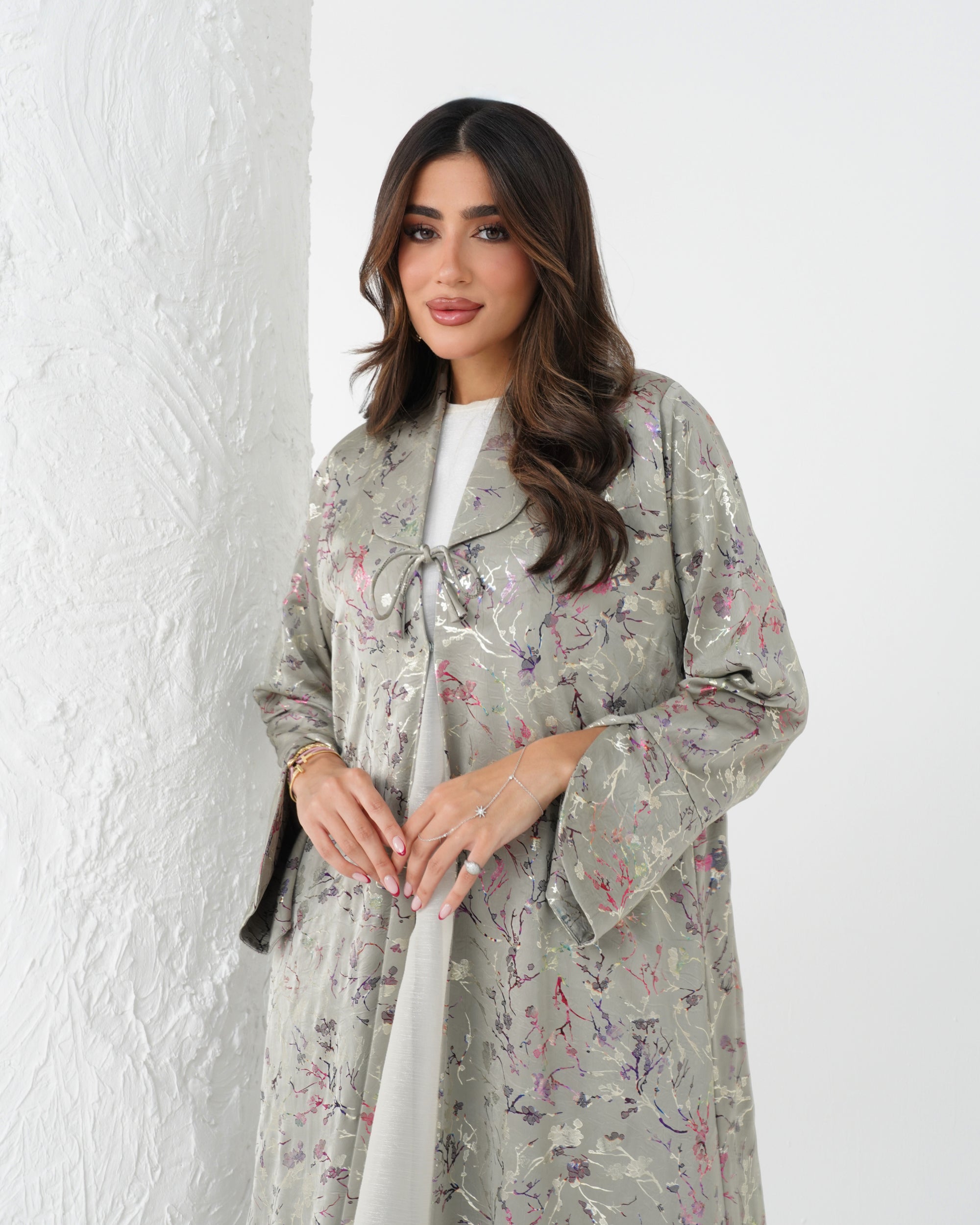 R167 Elegant printed summer wear  Abaya Set