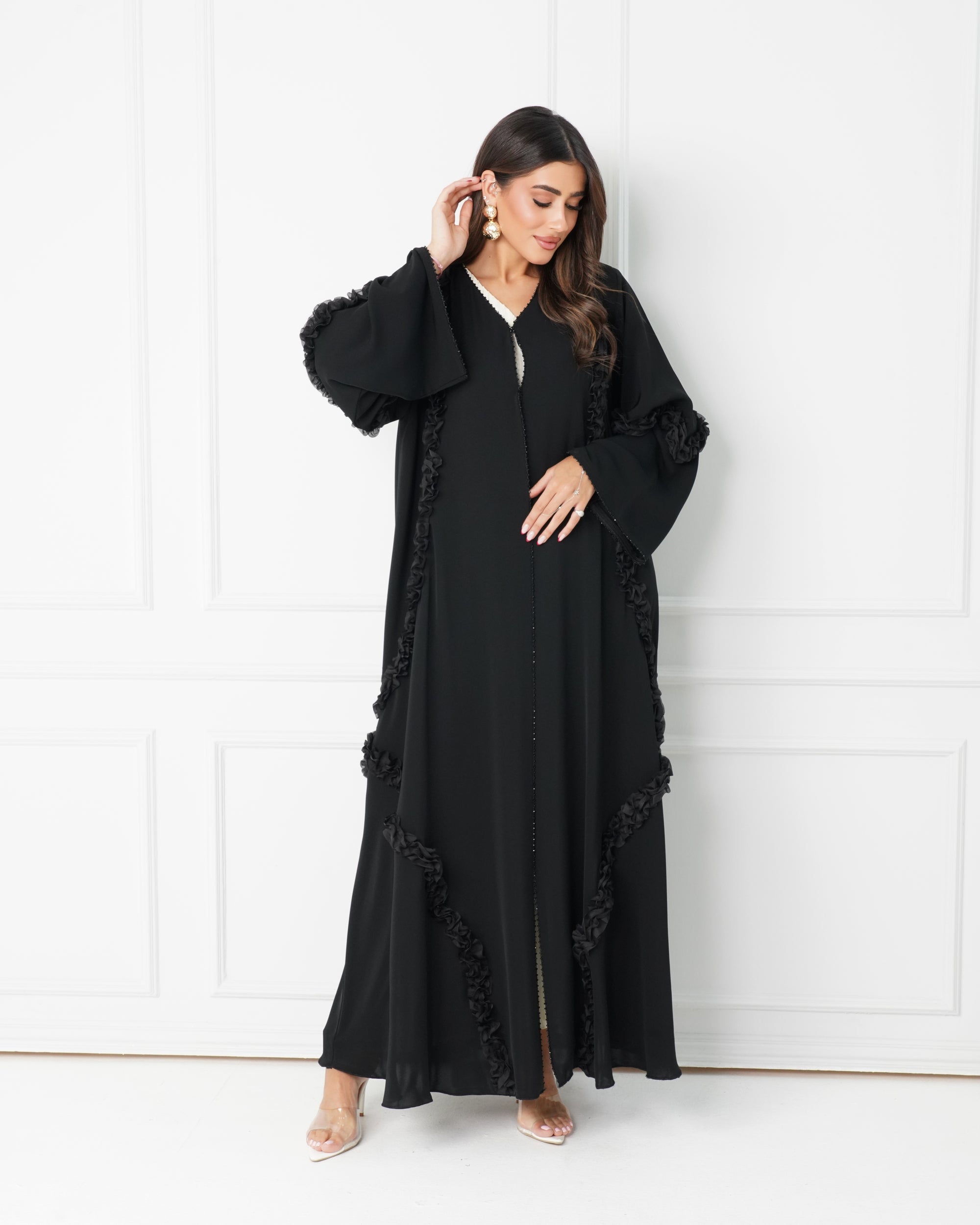 R179 Black Elegant  collection Abaya Set