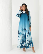 R163 Butterfly printed summer wear  Abaya Set