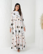 R164 Flower  printed summer wear  Abaya Set
