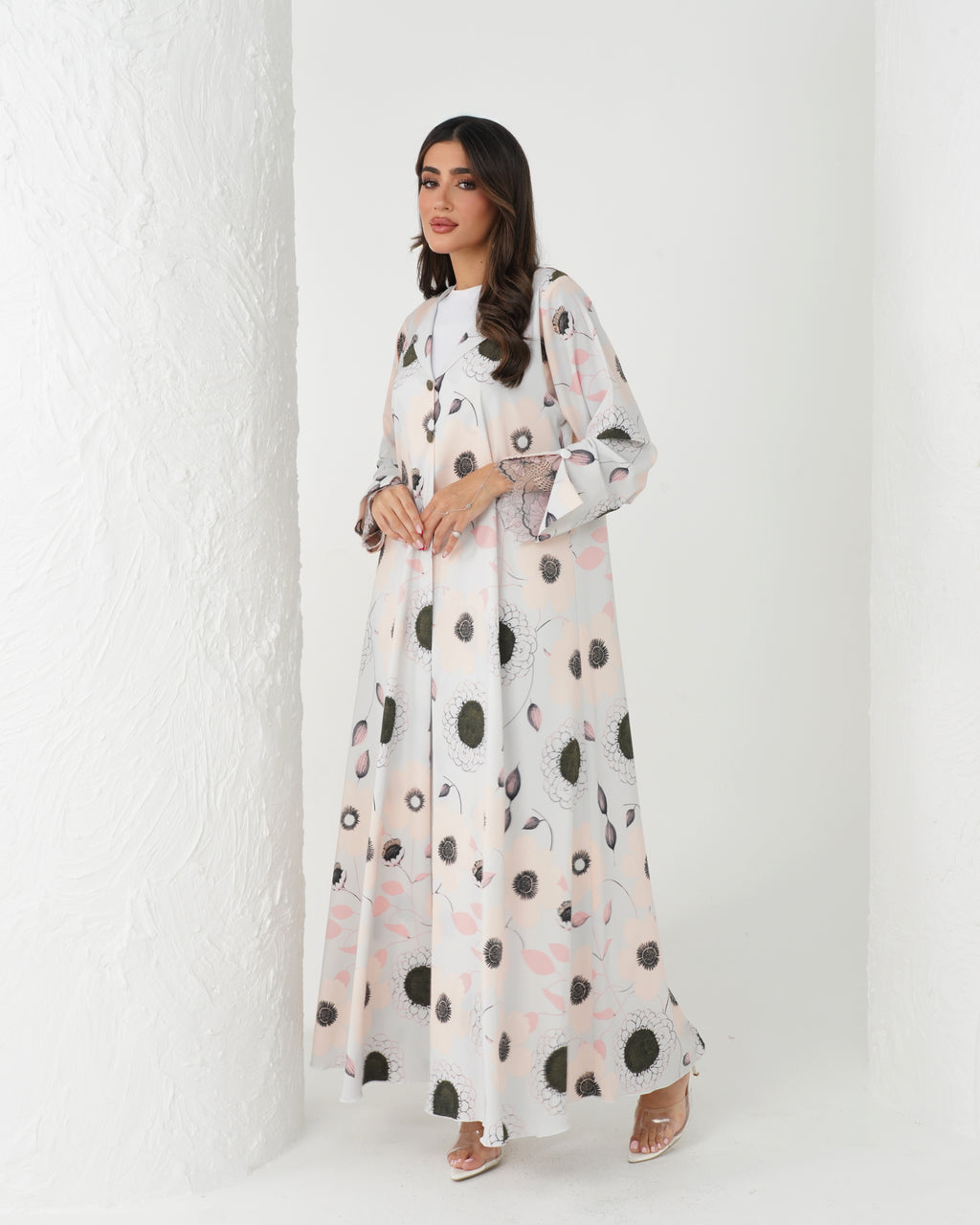 R164 Flower  printed summer wear  Abaya Set