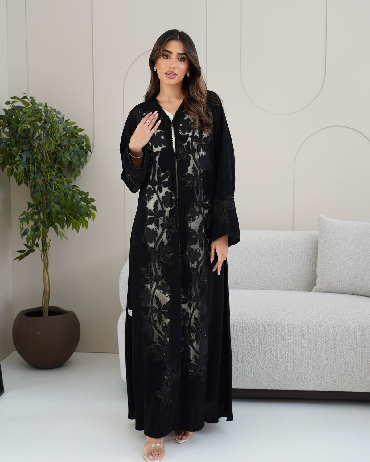 R234Black Dantel Summer Collection Abaya