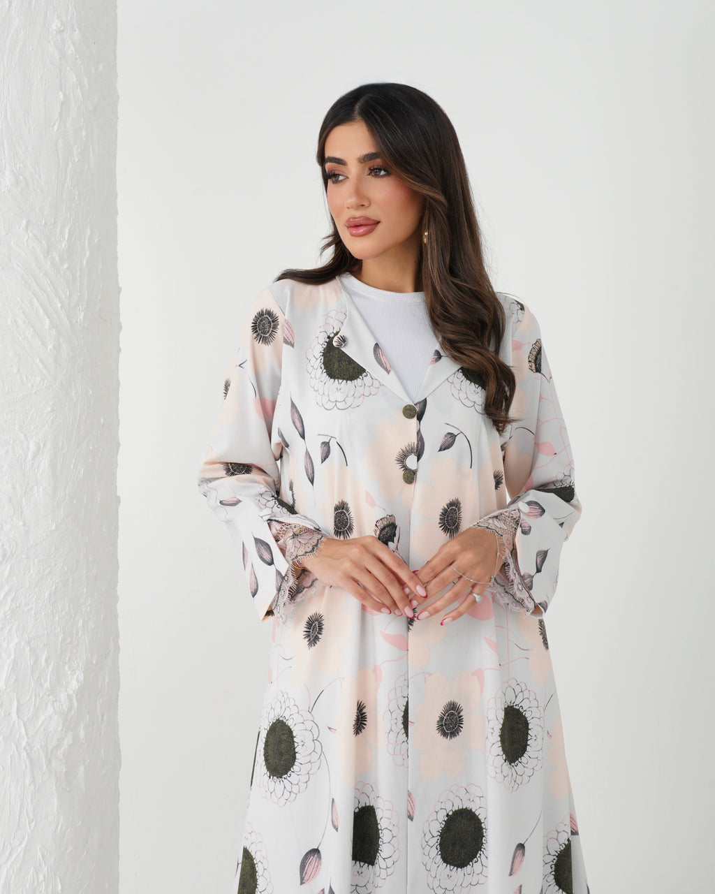 R164 Flower  printed summer wear  Abaya Set