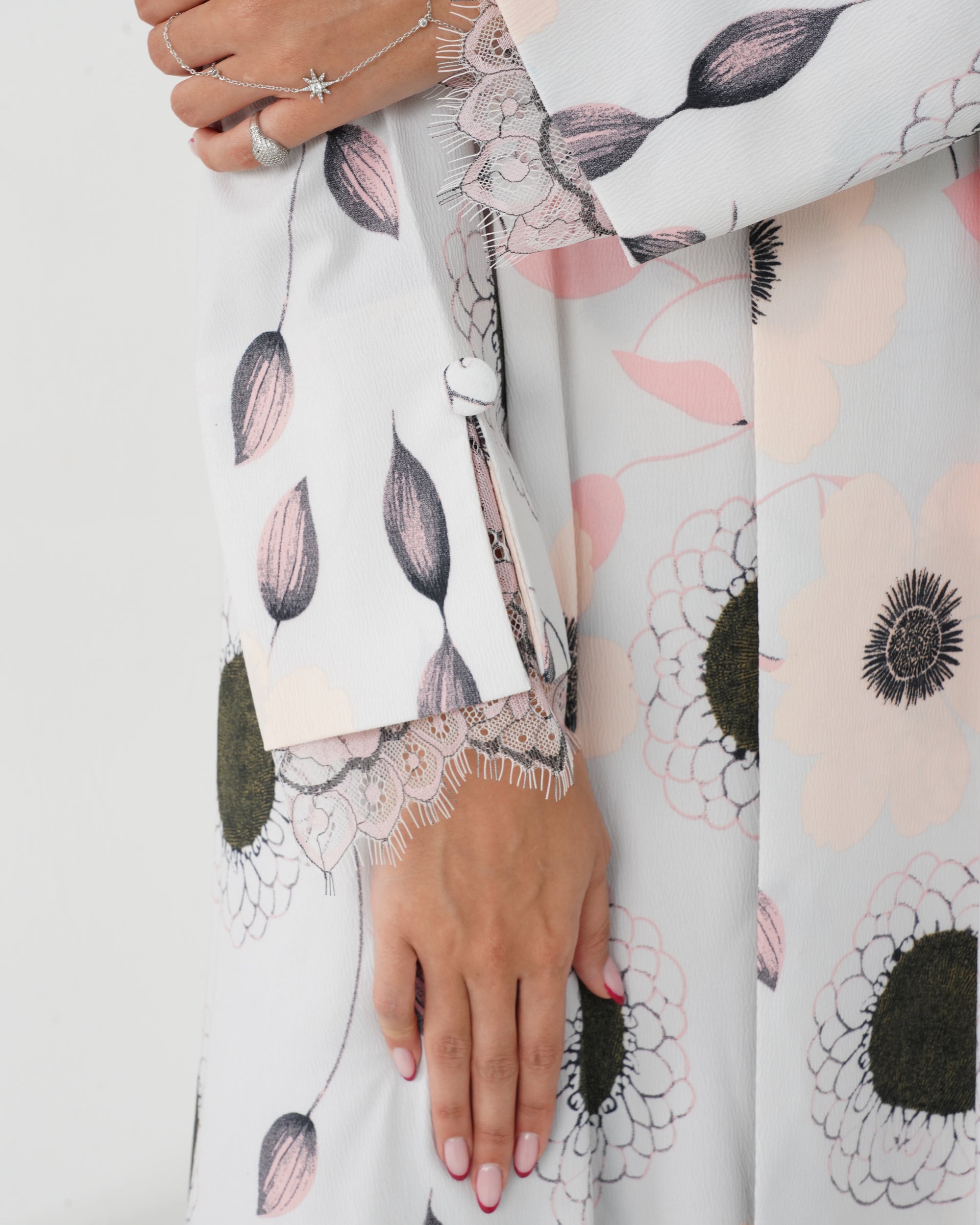 R164 Flower  printed summer wear  Abaya Set