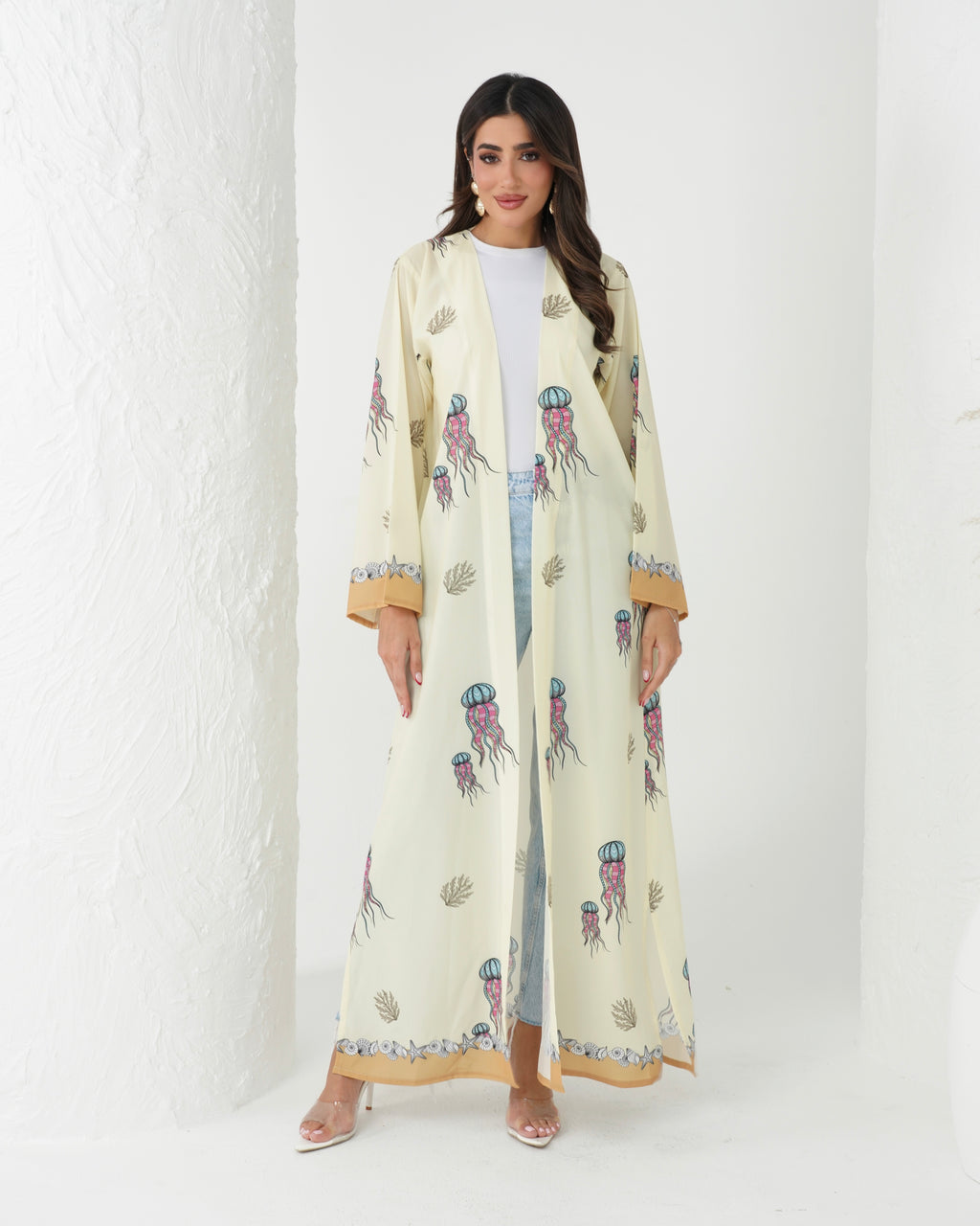 R162 the ocean printed summer wear  Abaya Set
