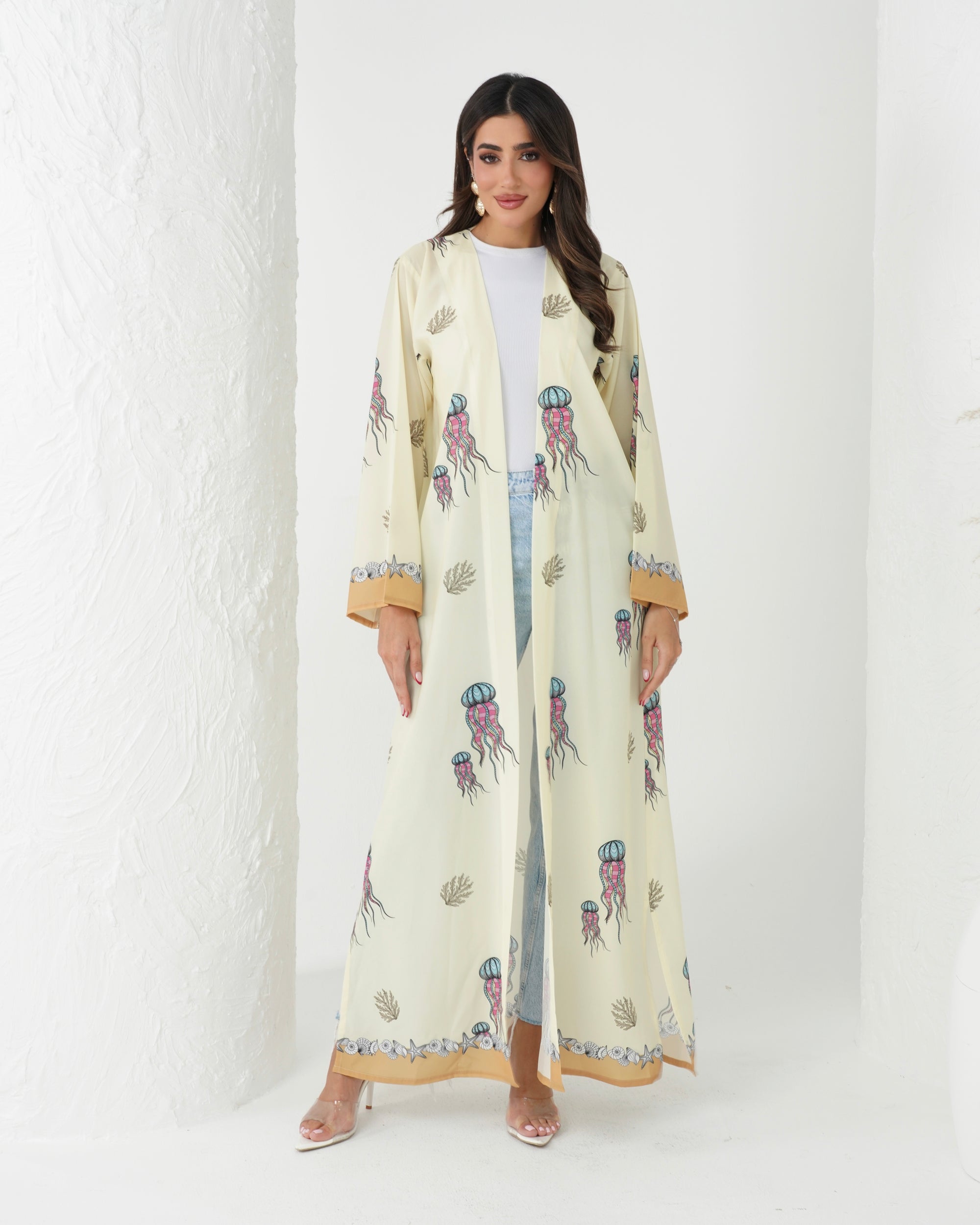 R162 the ocean printed summer wear  Abaya Set