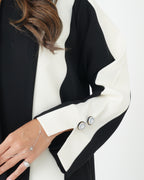 R175 Black And White Exclusive Designer  Abaya Set