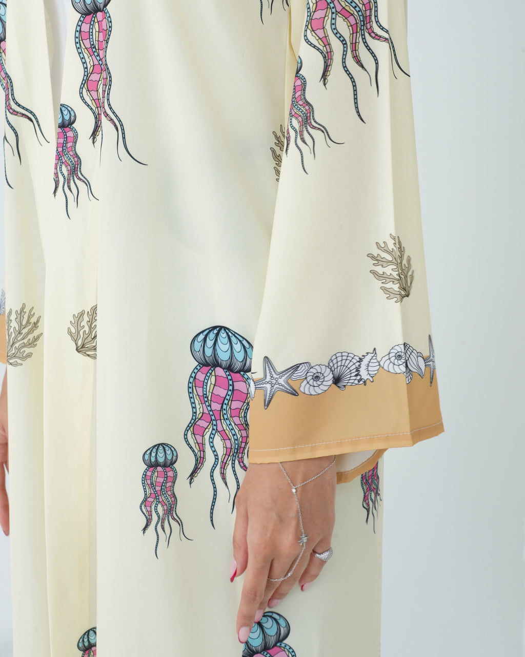 R162 the ocean printed summer wear  Abaya Set