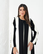 R175 Black And White Exclusive Designer  Abaya Set