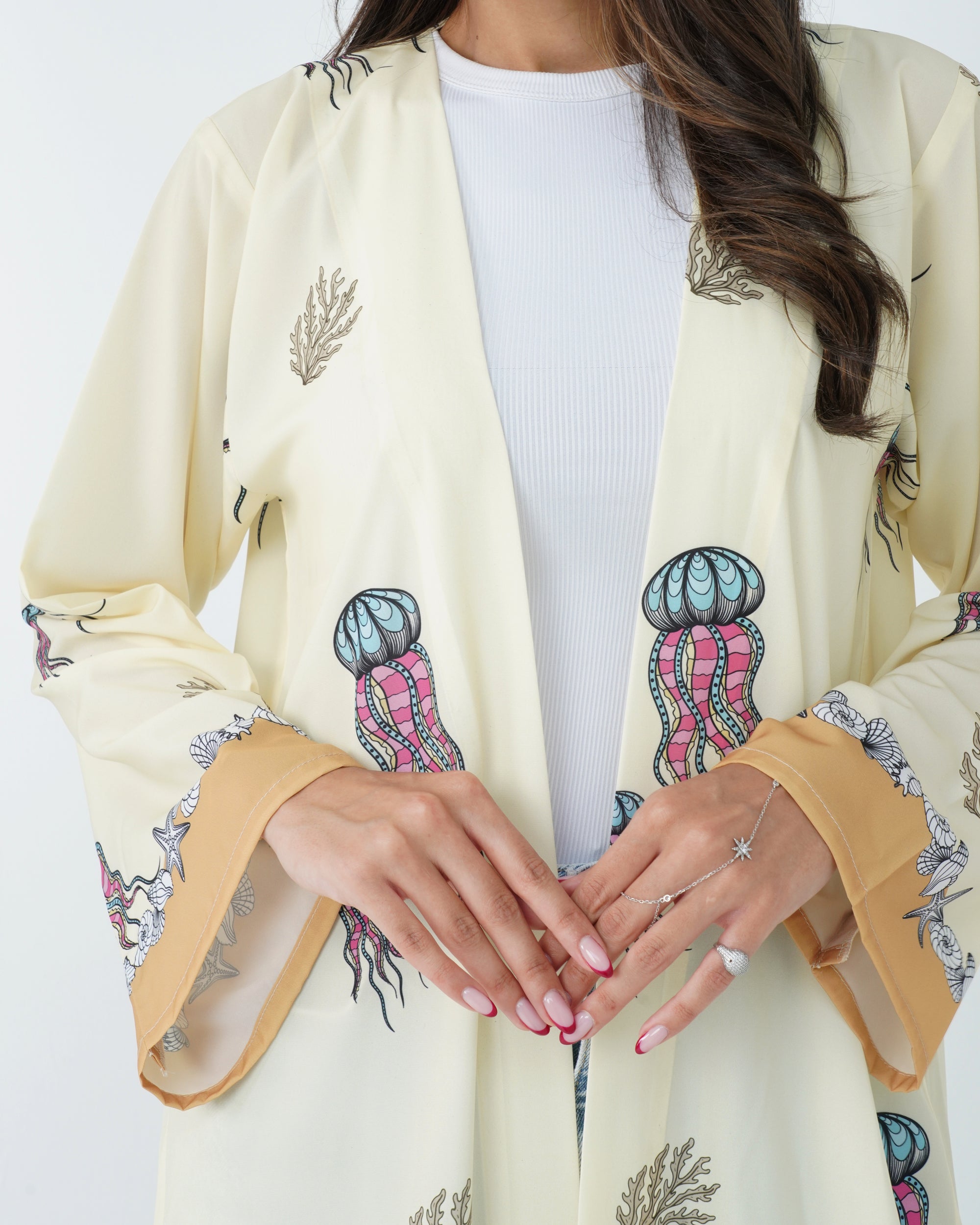 R162 the ocean printed summer wear  Abaya Set