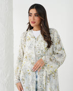 R166 Flower leaf  printed summer wear  Abaya Set