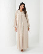 R172 Summer  Beige   Abaya Set