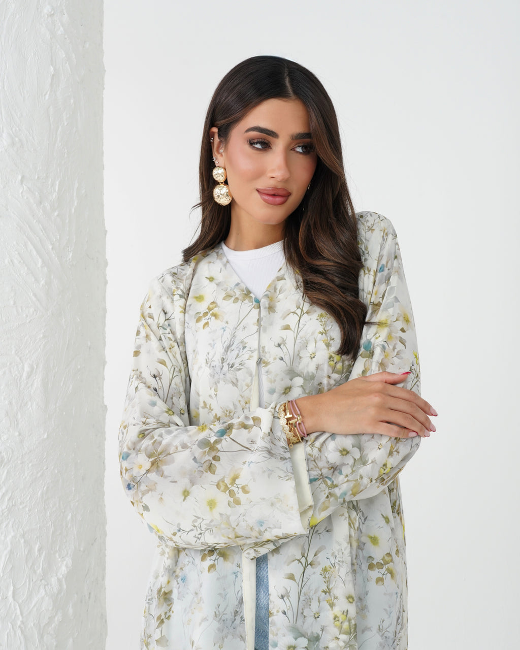 R166 Flower leaf  printed summer wear  Abaya Set