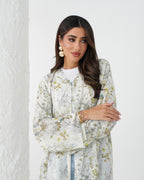 R166 Flower leaf  printed summer wear  Abaya Set