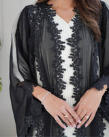 R237 Luxurious Chiffon summer Collection BlackAbaya