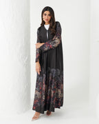 R165 Lavender Flower  printed summer wear  Abaya Set